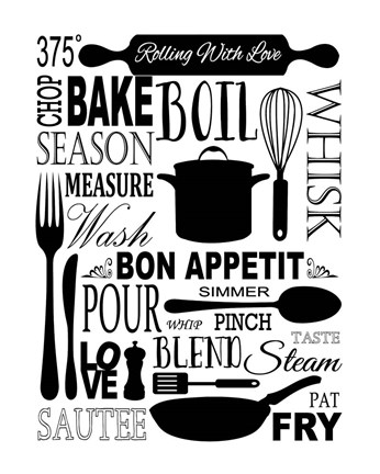 Framed Culinary Love 1 (black &amp; white) Print
