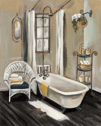 Framed French Bath II Black Print