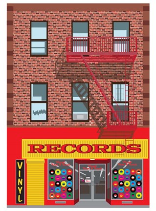 Framed Vinyl Records Print