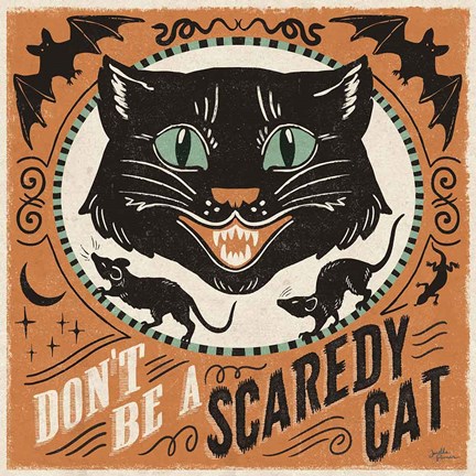 Framed Scaredy Cats III Print