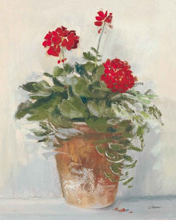 Framed Potted Geraniums II Light Print