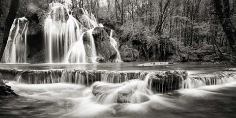 Framed Waterfall in a forest (BW) Print