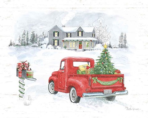 Framed Farmhouse Holidays VI Truck Print