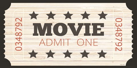Framed Admit One Movie Ticket Print
