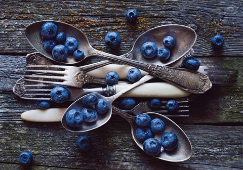 Framed Spoons &amp; Blueberry Print