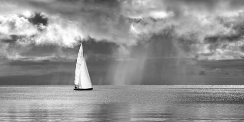 Framed Sailing on a Silver Sea (BW) Print