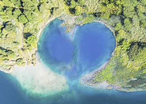 Framed Heart Shaped Atoll, Fiji Print