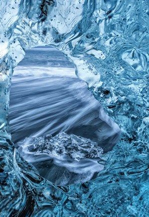 Framed Looking Through Ice, Iceland Print