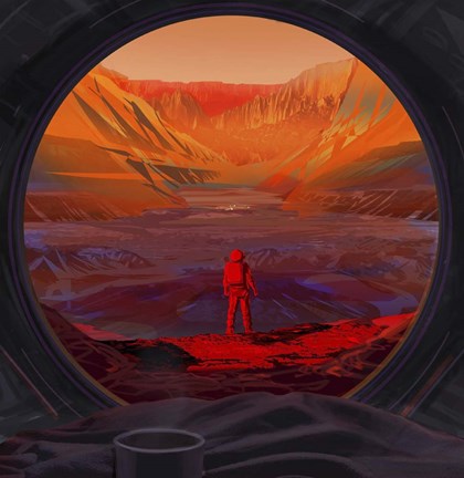 Framed Artist&#39;s Concept of An Astronaut On Mars, As Viewed Through the Window of a Spacecraft Print