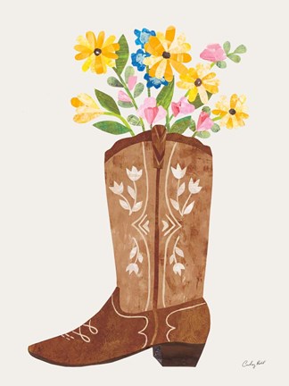 Framed Western Cowgirl Boot VI Print