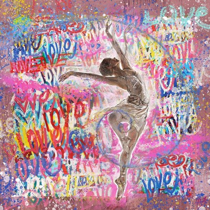 Framed Graffiti Ballerina 2 Print