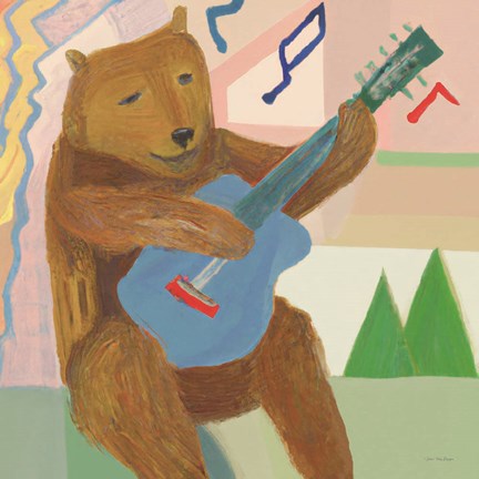 Framed Happy Bear Musician Print