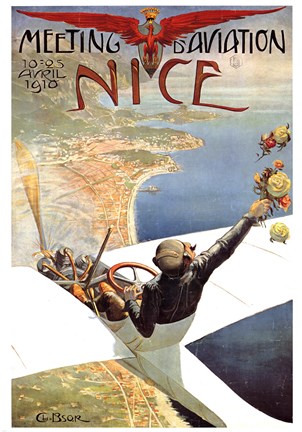 Framed Meeting d'Aviation Nice Print