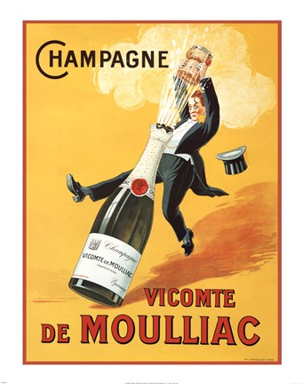 Framed Champagne Vicomte De Moulliac Print