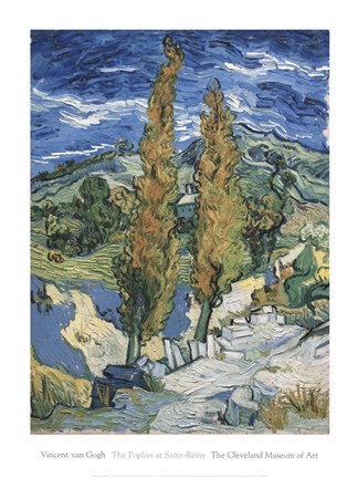 Framed Poplars at Saint-Rmy, c.1889 Print