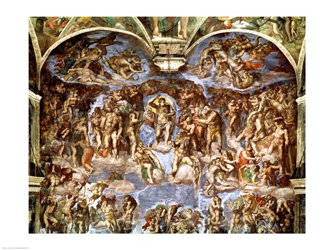 Framed Sistine Chapel: The Last Judgement, 1538-41 Print