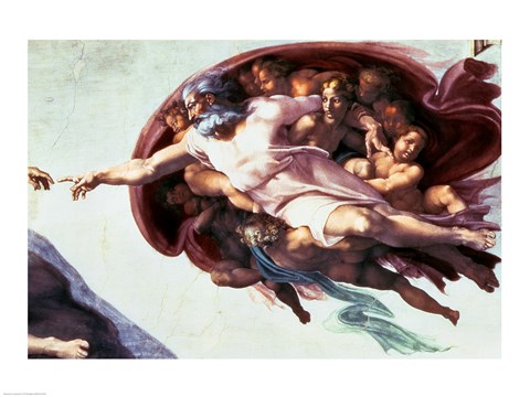 Framed Sistine Chapel Ceiling: Creation of Adam, 1510 (detail) Print