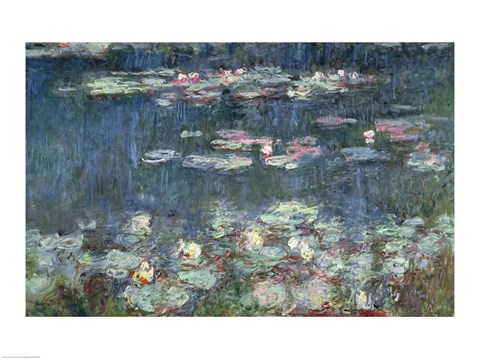 Framed Waterlilies: Green Reflections, 1914-18 (detail) Print