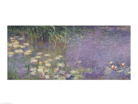 Framed Waterlilies: Morning, 1914-18 (left section) Print