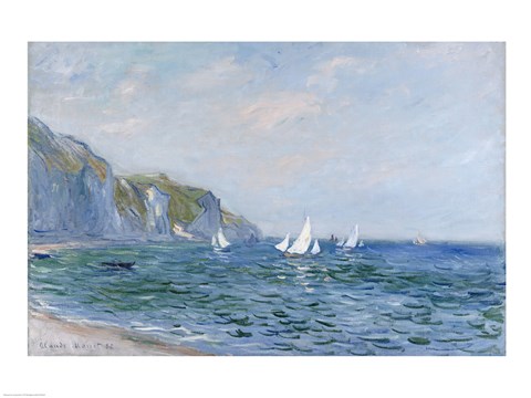 Framed Cliffs and Sailboats at Pourville Print