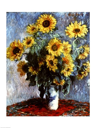 Framed Still life with Sunflowers, 1880 Print