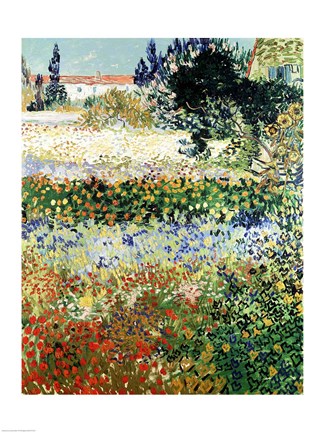 Framed Garden in Bloom, Arles, 1888 Print