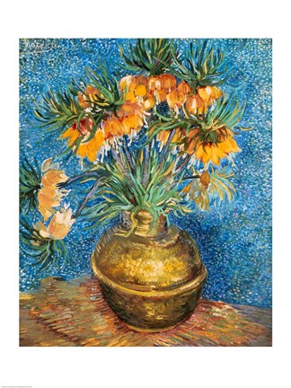 Framed Crown Imperial Fritillaries in a Copper Vase, 1886 Print