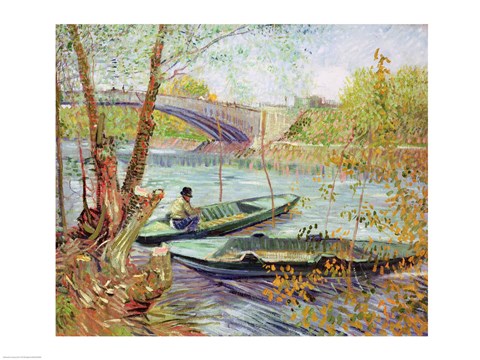 Framed Fishing in the Spring. Pont de Clichy, 1887 Print