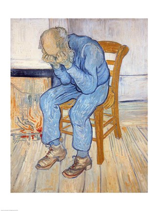 Framed Old Man in Sorrow Print