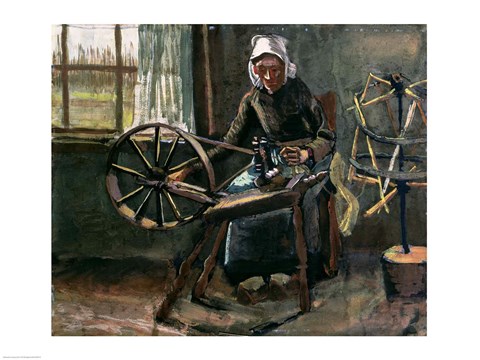 Framed Peasant Woman Winding Bobbins Print