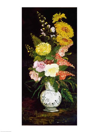 Framed Vase of Flowers, 1886 Print