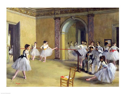 Framed Dance Foyer at the Opera on the rue Le Peletier, 1872 Print