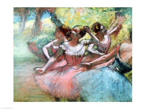 Framed Four ballerinas on the stage Print