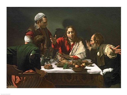 Framed Supper at Emmaus, 1601 Print