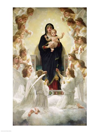 Framed Virgin with Angels, 1900 Print