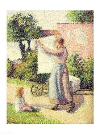 Framed Woman Hanging up the Washing, 1887 Print