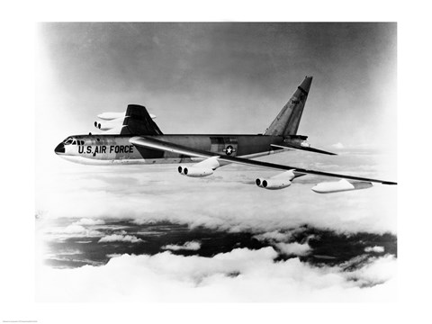 Framed Side profile of a bomber plane in flight, B-52 Stratofortress, US Air Force Print