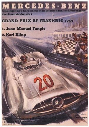 Framed Mercedes Benz 1954 Grand Prix Print