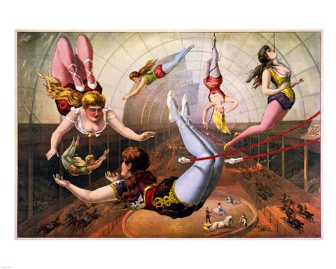 Framed Trapeze Artists in Circus Print