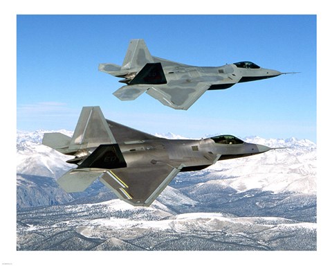 Framed Two F-22 Raptor in Flying Print