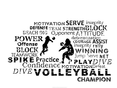 Framed Volleyball Text Print