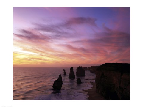 Framed Eroded rocks in the ocean, Twelve Apostles, Port Campbell National Park, Victoria, Australia Print