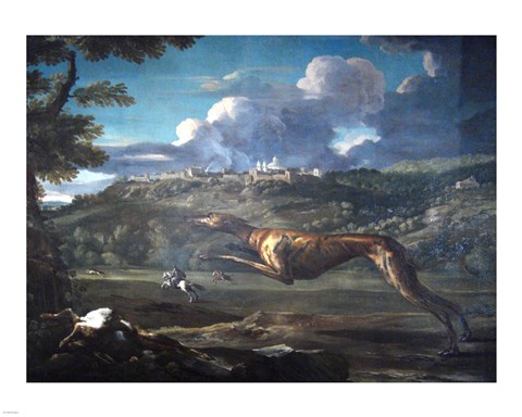 Framed Pace, Michelangelo, Greyhound, rabbit, and the Castle of Ariccia Print