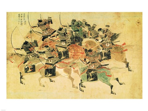 Framed Samurais on horseback Print