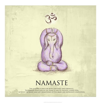 Framed Elephant Yoga, Namaste Pose Print