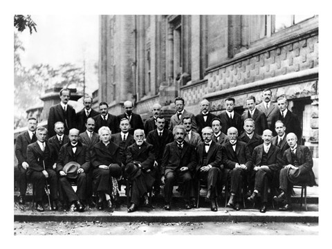 Framed 1927 Solvay Conference on Quantum Mechanics Print