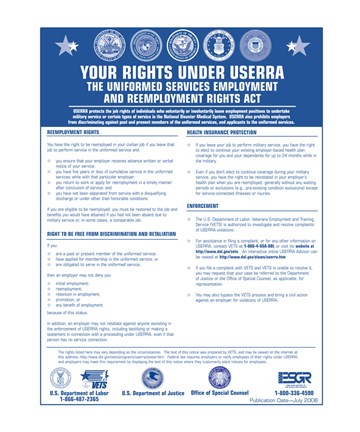 Framed USERRA Uniformed Services Employment and Reemployment Rights Act Print