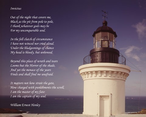 Framed Invictus Poem (lighthouse) Print