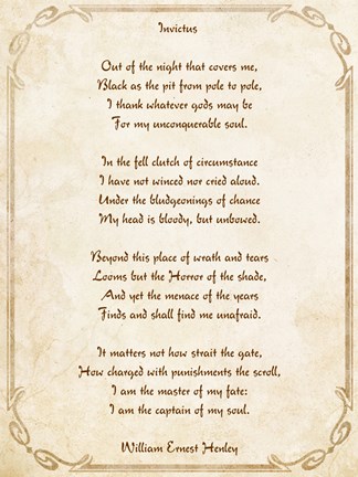 Framed Invictus Poem Print