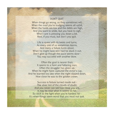 Framed Don&#39;t Quit Poem (field) Print